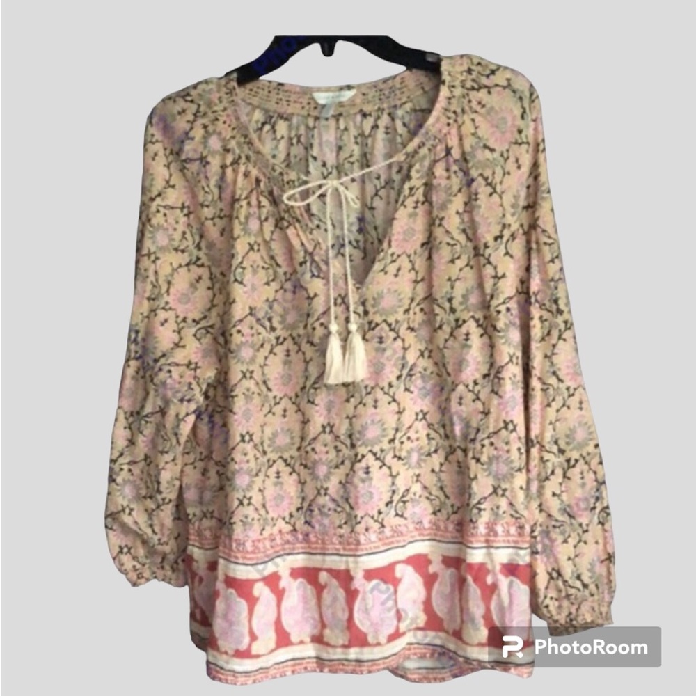 Lucky Brand Pink and Cream Blouse